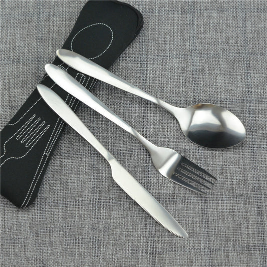 Cookware - Stainless Steel Camping Cutlery set with Storage Bag