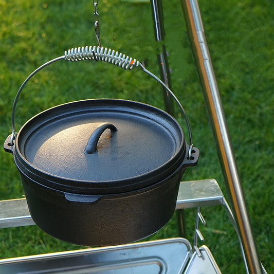 Cookware: Dutch oven for campfire cooking.